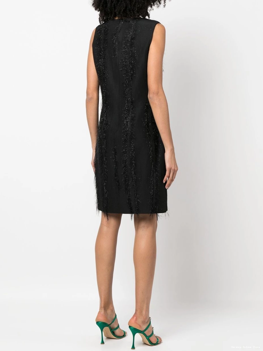 Affordable dress metallic-threading Women Versace fringed 0704